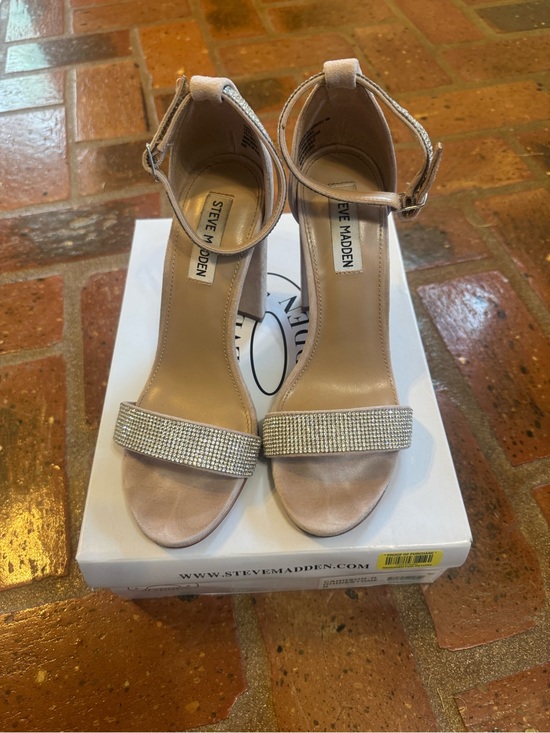 Steve madden Shoes - Steve Madden Blush Rhinestone Strap Block Heel Sandals